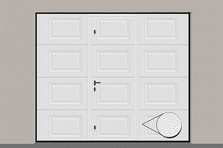 Porte de garage sectionnelle 2400 x 2000 casette avec portillon 