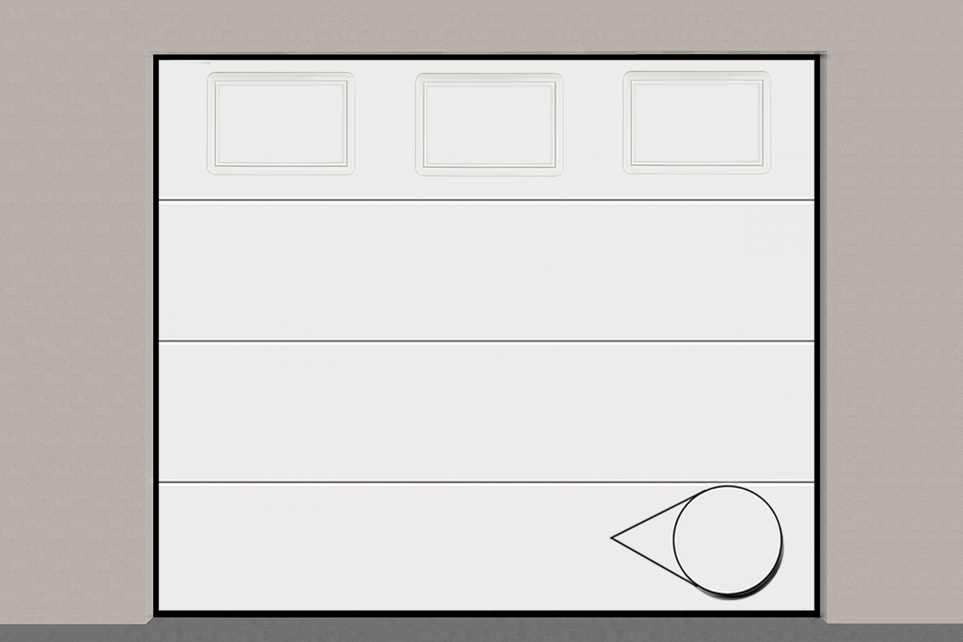 Porte de garage sectionnelle 2400 x 2000 Lisse  avec hublots horizontaux